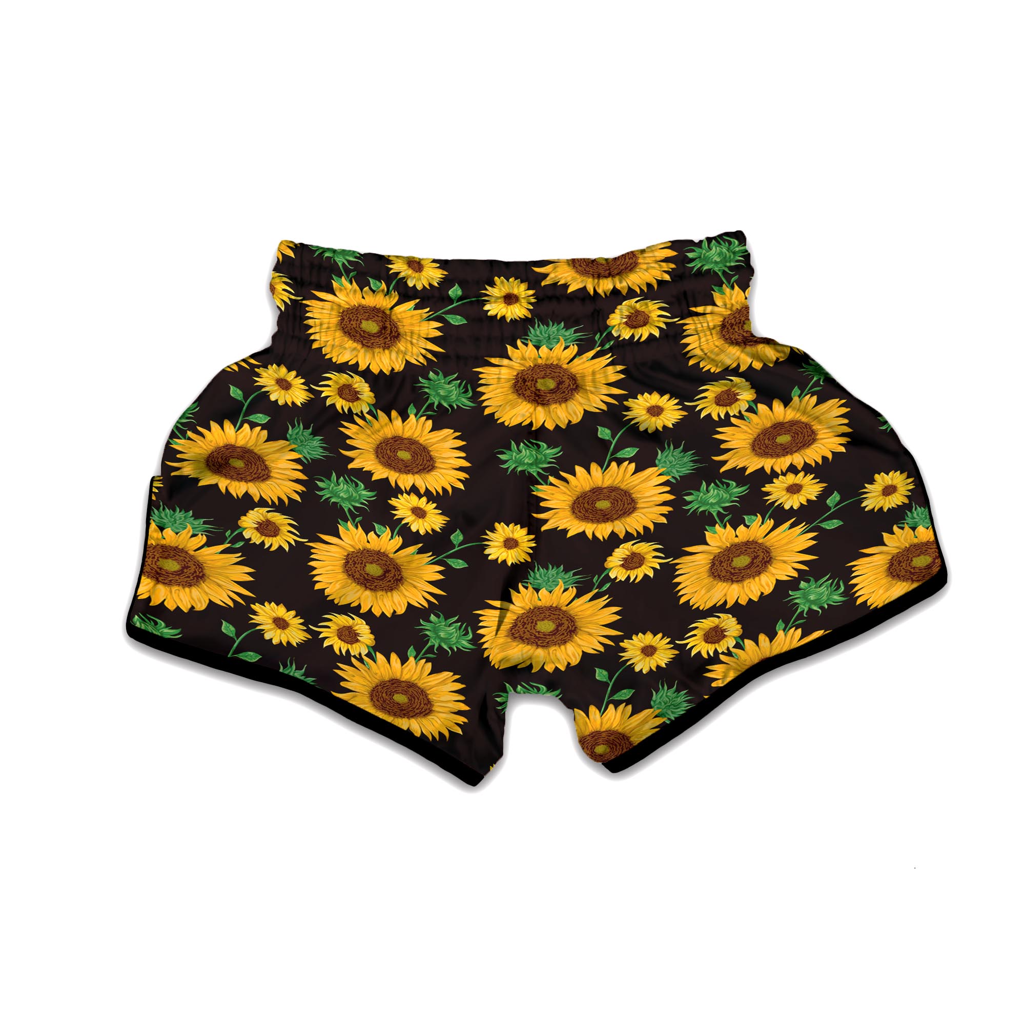 Black Sunflower Muay Thai Boxing Shorts-grizzshop