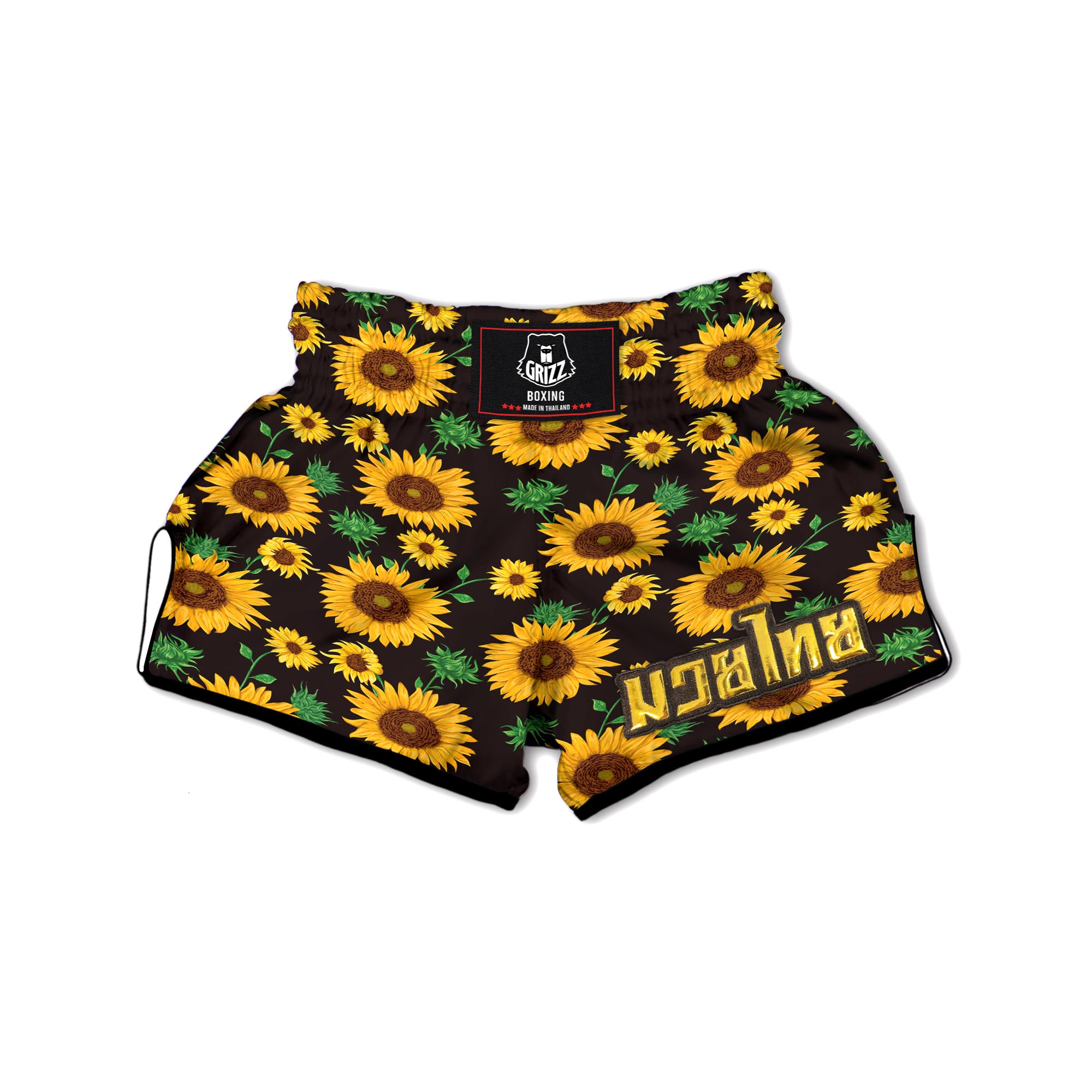 Black Sunflower Muay Thai Boxing Shorts-grizzshop