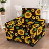 Black Sunflower Print Armchair Cover-grizzshop