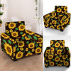 Black Sunflower Print Armchair Cover-grizzshop