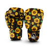 Black Sunflower Print Boxing Gloves-grizzshop