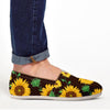 Black Sunflower Print Canvas Shoes-grizzshop