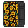 Black Sunflower Print Car Console Cover-grizzshop