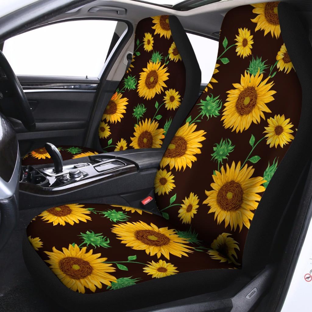 Black Sunflower Print Car Seat Covers-grizzshop