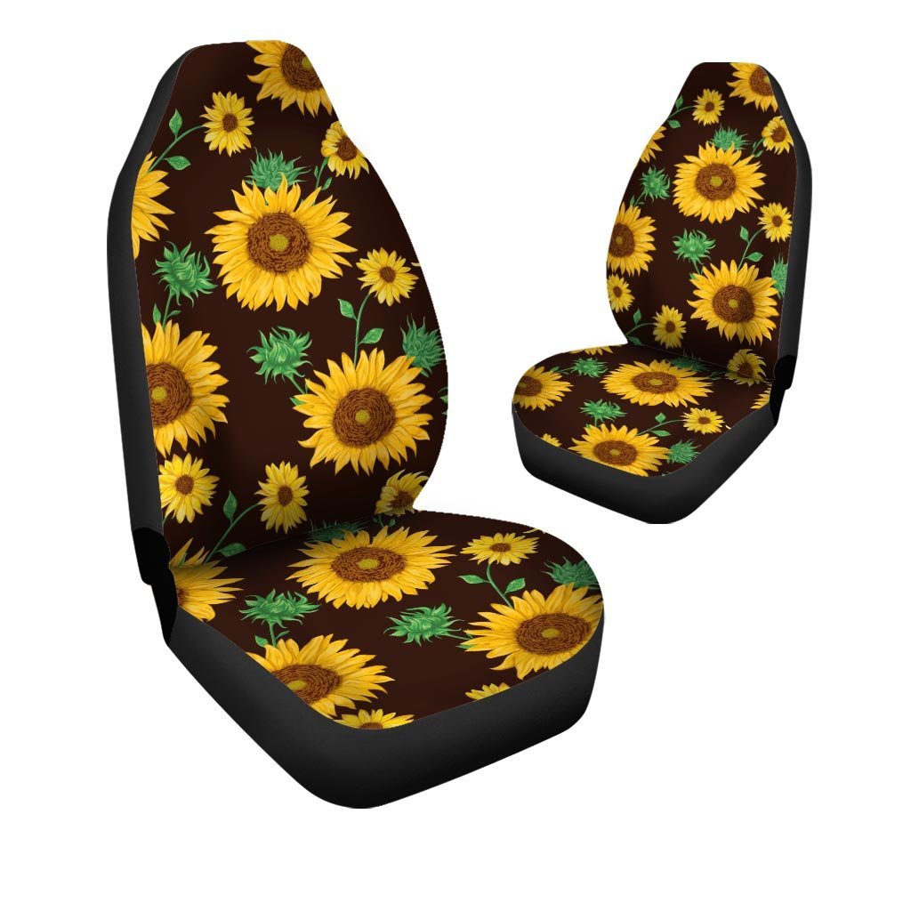 Black Sunflower Print Car Seat Covers-grizzshop