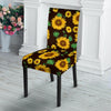 Black Sunflower Print Chair Cover-grizzshop