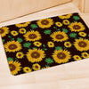 Black Sunflower Print Door Mat-grizzshop