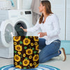 Black Sunflower Print Laundry Basket-grizzshop