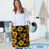 Black Sunflower Print Laundry Basket-grizzshop