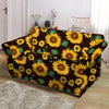 Black Sunflower Print Loveseat Cover-grizzshop