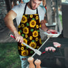 Black Sunflower Print Men's Apron-grizzshop