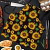 Black Sunflower Print Men's Apron-grizzshop