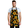 Black Sunflower Print Men's Apron-grizzshop