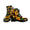 Black Sunflower Print Men's Boots-grizzshop