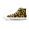 Black Sunflower Print Men's High Top Shoes-grizzshop