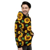 Black Sunflower Print Men's Hoodie-grizzshop