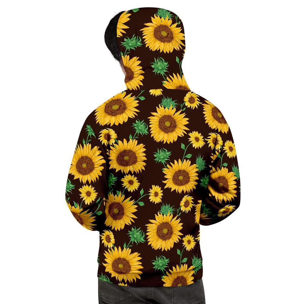 Black Sunflower Print Men's Hoodie-grizzshop