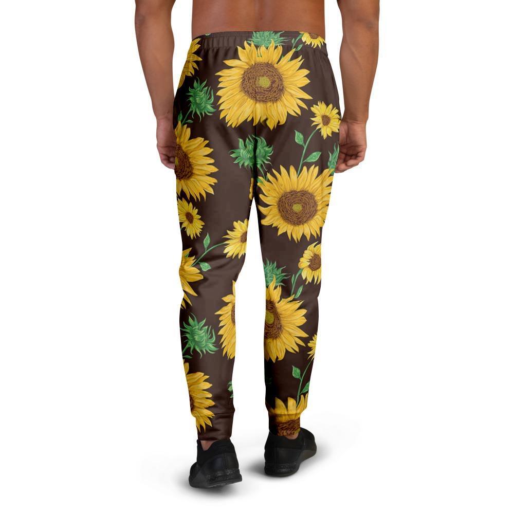 Black Sunflower Print Men's Joggers-grizzshop