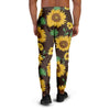 Black Sunflower Print Men's Joggers-grizzshop