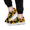 Black Sunflower Print Men's Sneakers-grizzshop