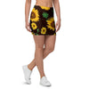 Black Sunflower Print Mini Skirt-grizzshop