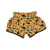 Black Sunflower Print Muay Thai Boxing Shorts-grizzshop