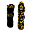 Black Sunflower Print Muay Thai Shin Guard-grizzshop