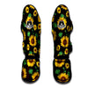 Black Sunflower Print Muay Thai Shin Guard-grizzshop