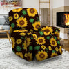 Black Sunflower Print Recliner Cover-grizzshop