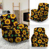 Black Sunflower Print Recliner Cover-grizzshop