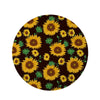 Black Sunflower Print Round Rug-grizzshop