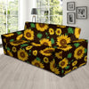 Black Sunflower Print Sofa Cover-grizzshop