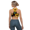 Black Sunflower Print Sports Bra-grizzshop