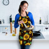 Black Sunflower Print Women's Apron-grizzshop