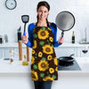 Black Sunflower Print Women's Apron-grizzshop