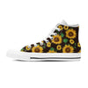 Black Sunflower Print Women's High Top Shoes-grizzshop
