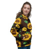 Black Sunflower Print Women's Hoodie-grizzshop