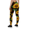 Black Sunflower Print Women's Leggings-grizzshop