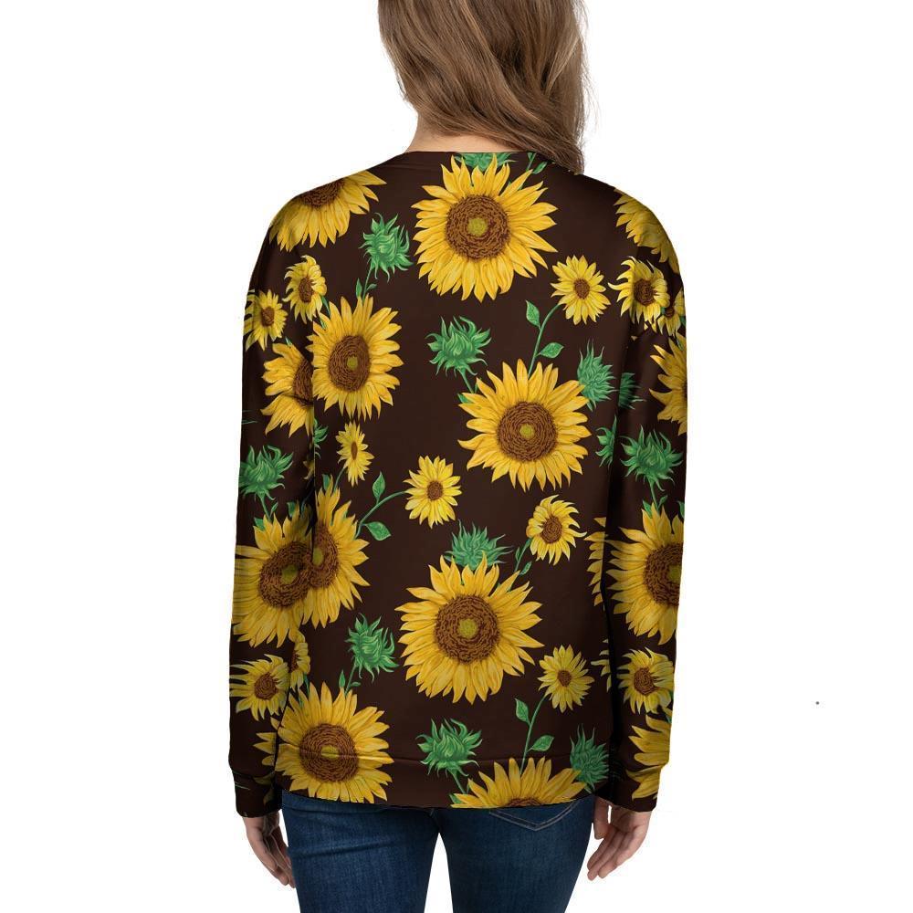 Black Sunflower Print Women's Sweatshirt-grizzshop