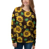 Black Sunflower Print Women's Sweatshirt-grizzshop