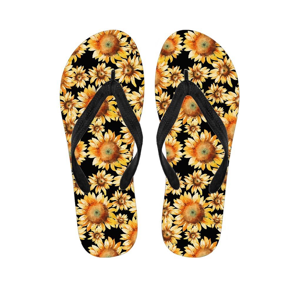 Black Sunflower Women's Flip Flops-grizzshop