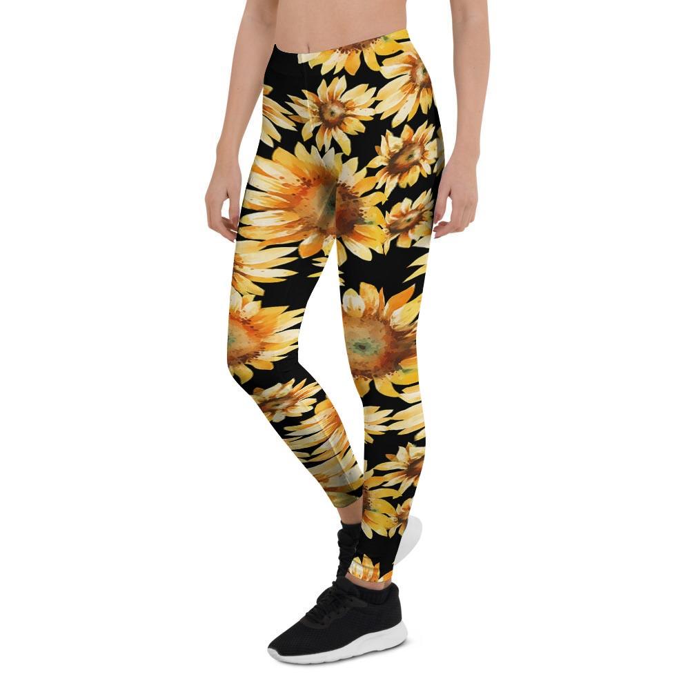 Black Sunflower Women's Leggings-grizzshop