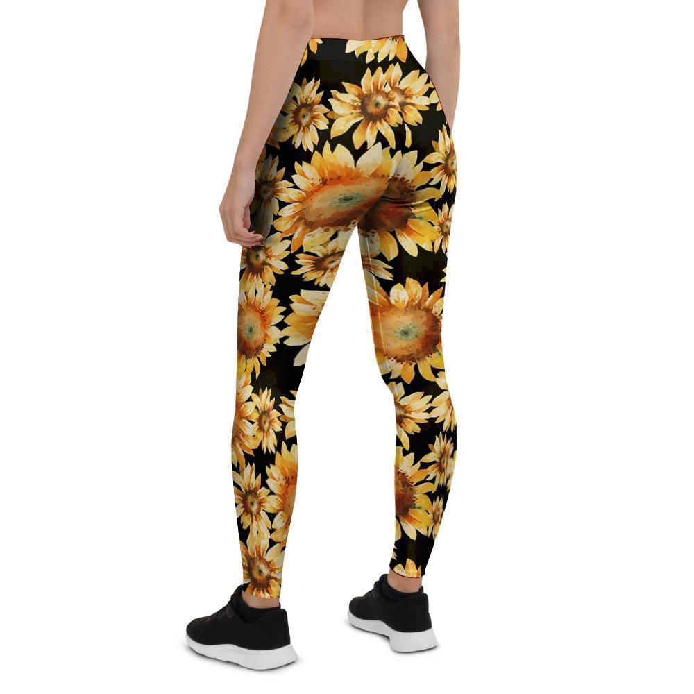 Black Sunflower Women's Leggings-grizzshop