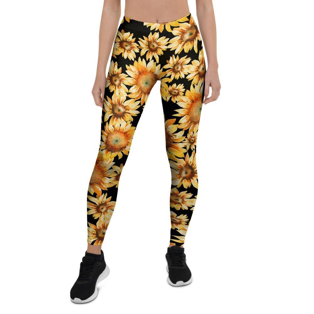 Black Sunflower Women's Leggings-grizzshop