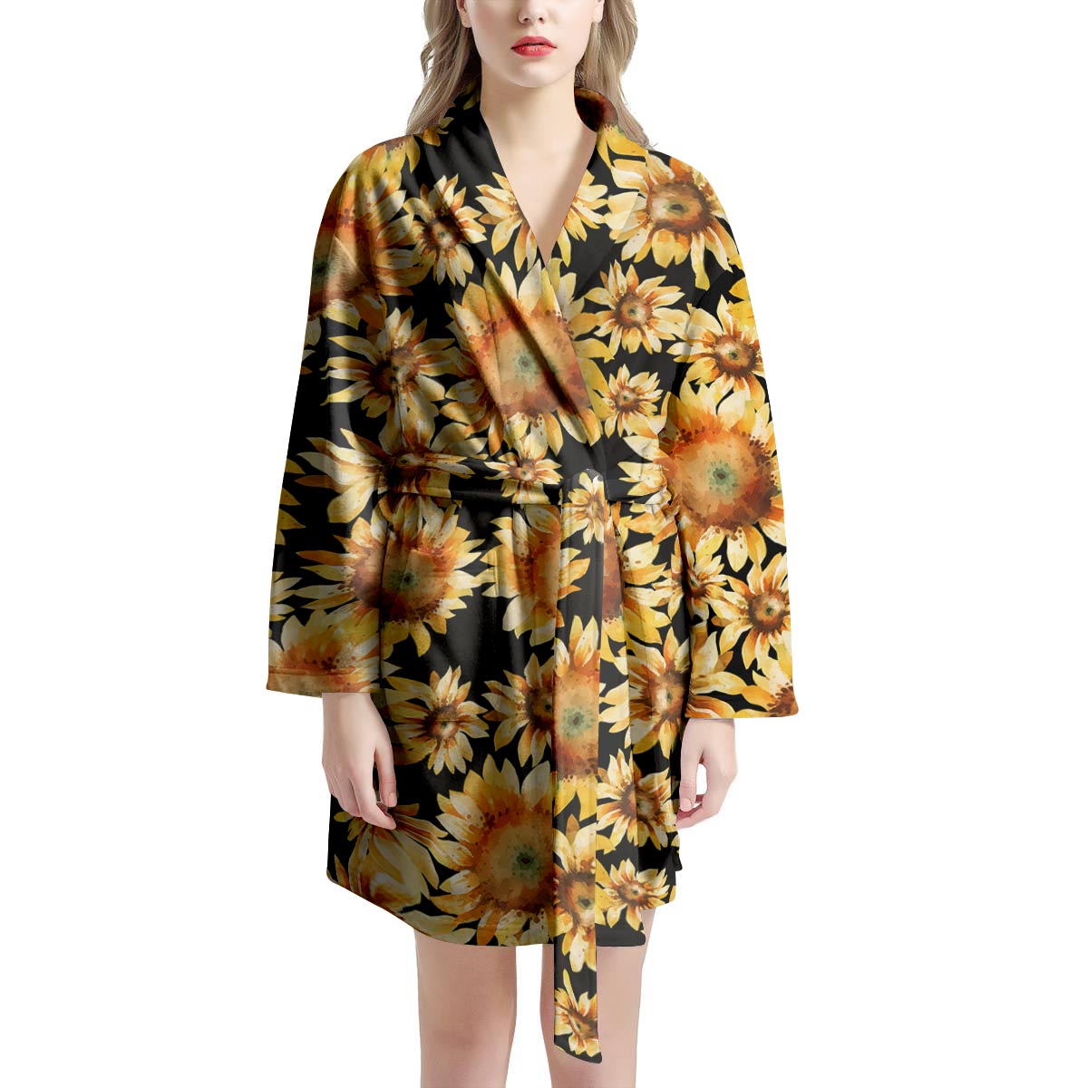 Black Sunflower Women's Robe-grizzshop