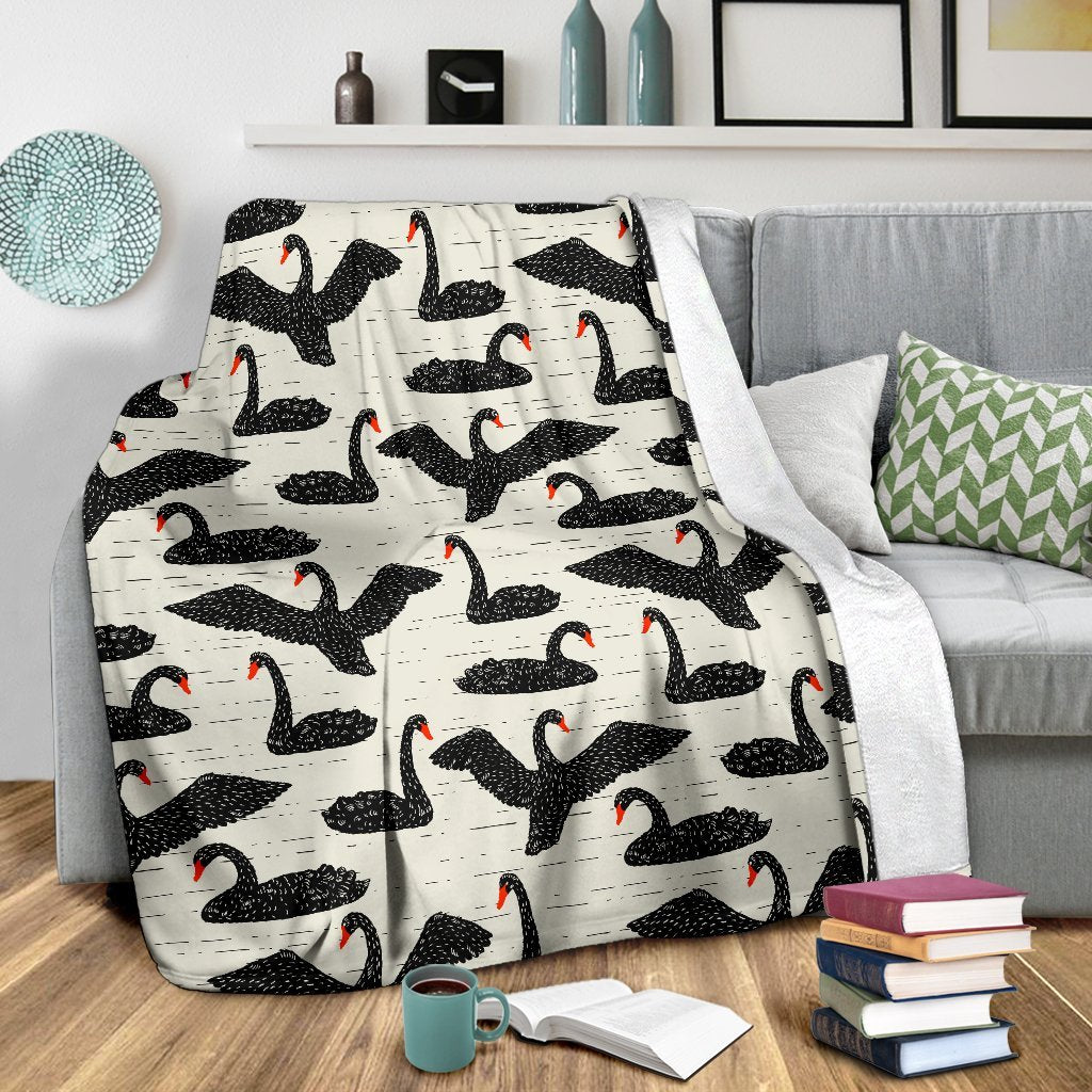 Black Swan Pattern Print Blanket-grizzshop