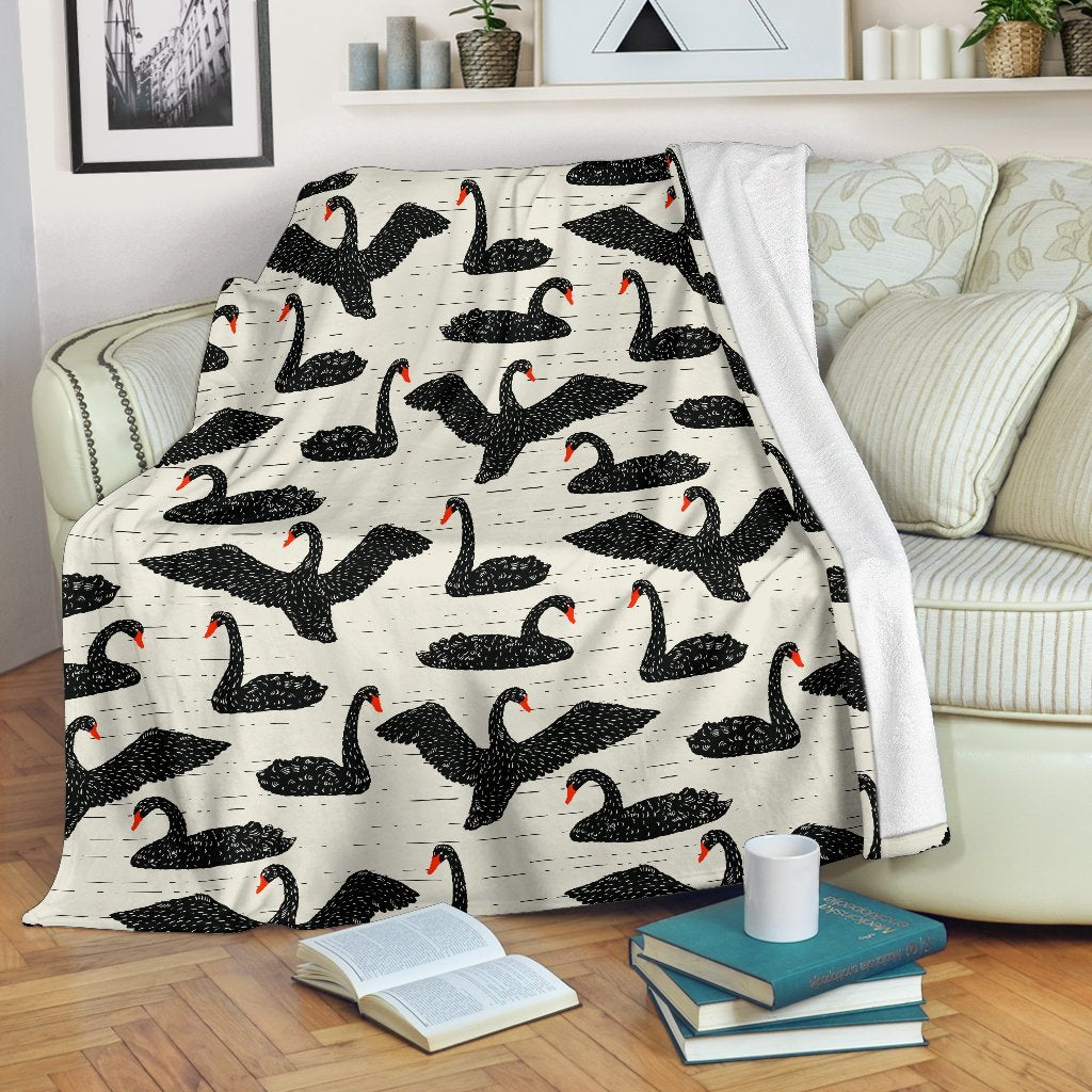 Black Swan Pattern Print Blanket-grizzshop