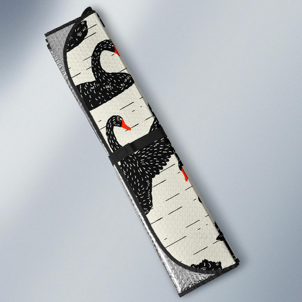 Black Swan Pattern Print Car Sun Shade-grizzshop