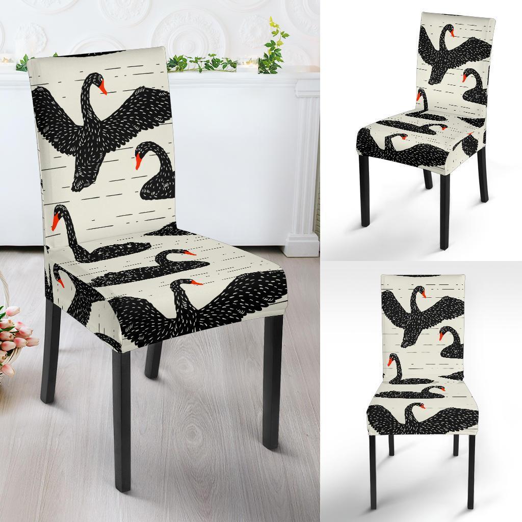 Black Swan Pattern Print Chair Cover-grizzshop