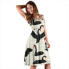 Black Swan Pattern Print Dress-grizzshop